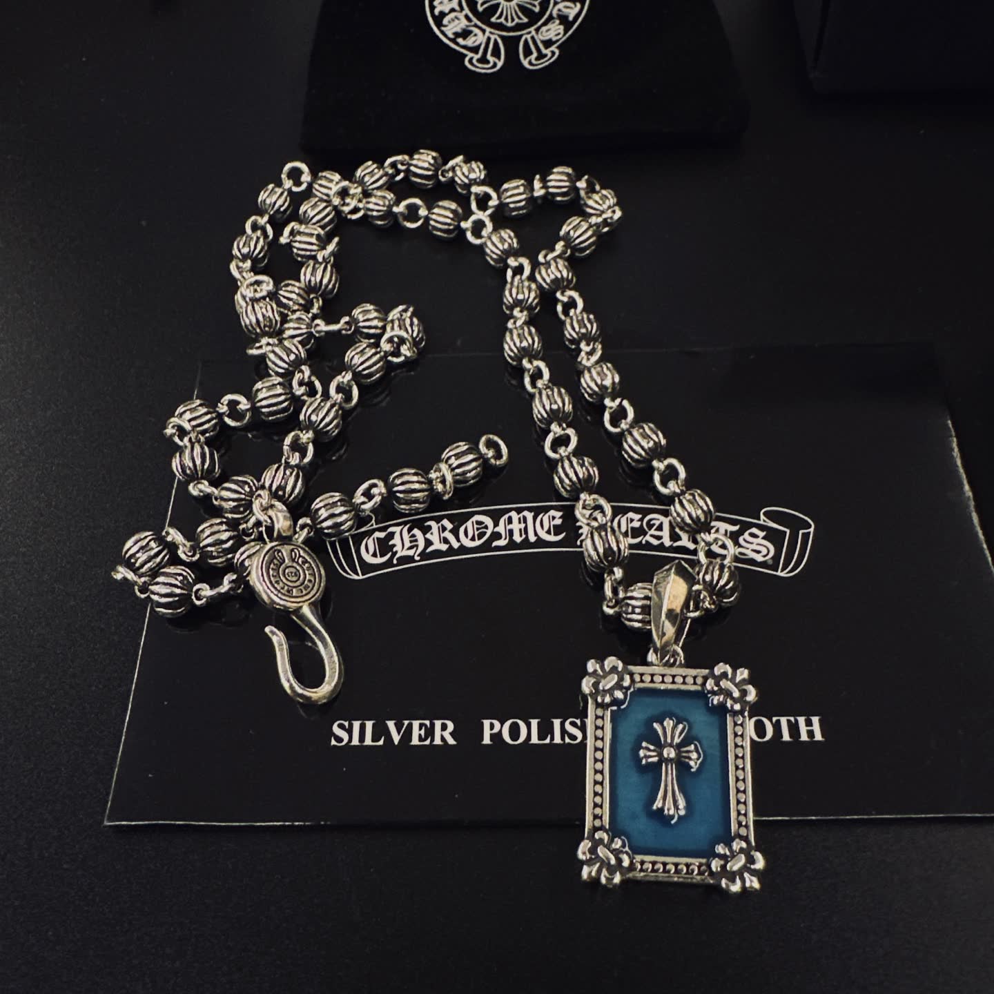 Chrome Hearts Silver Cross Pendant Necklace